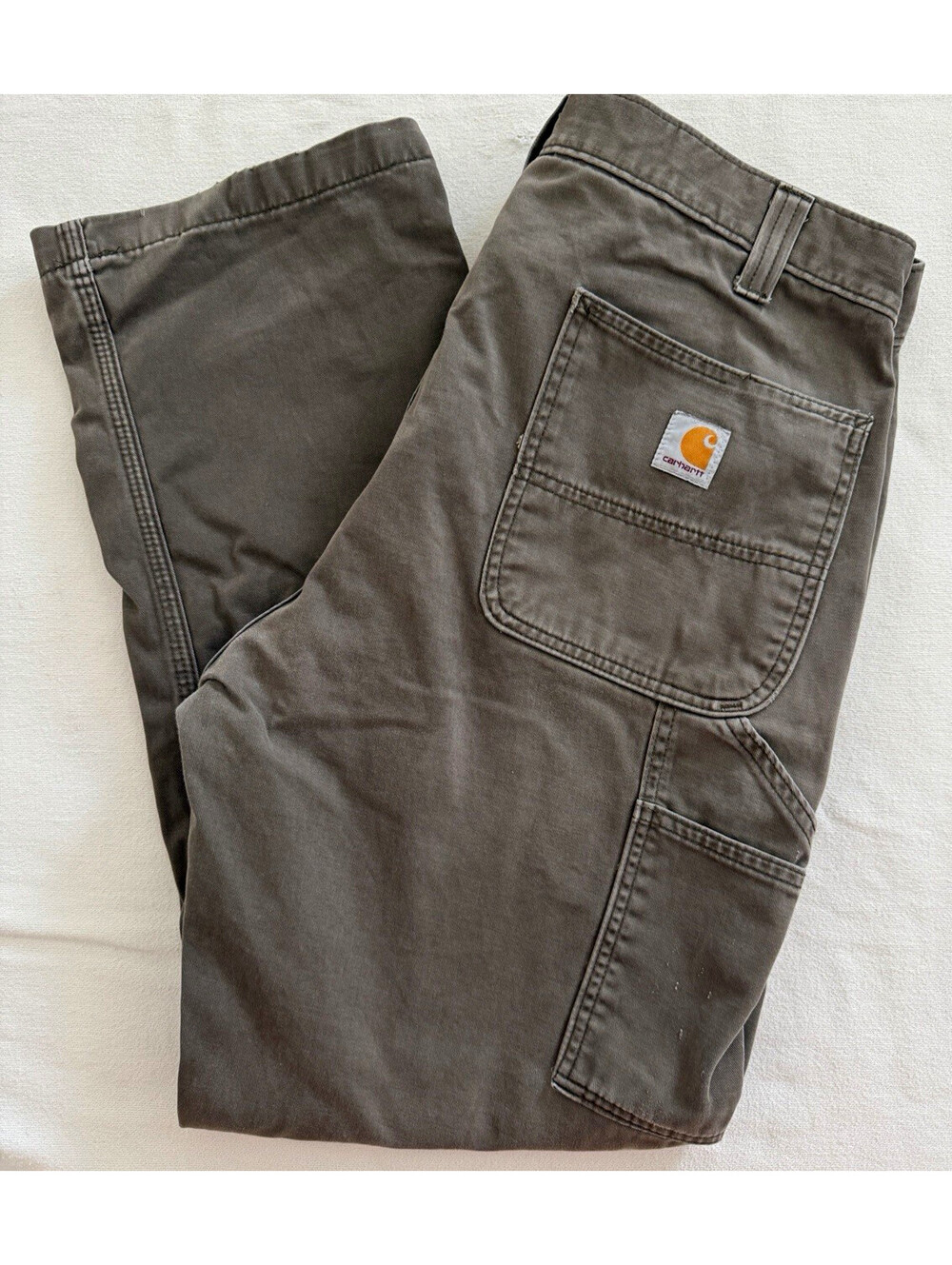 Carhartt B324 Mens 36x30 Dark Coffee Relaxed Fit Twill Utility Work Pants Faded